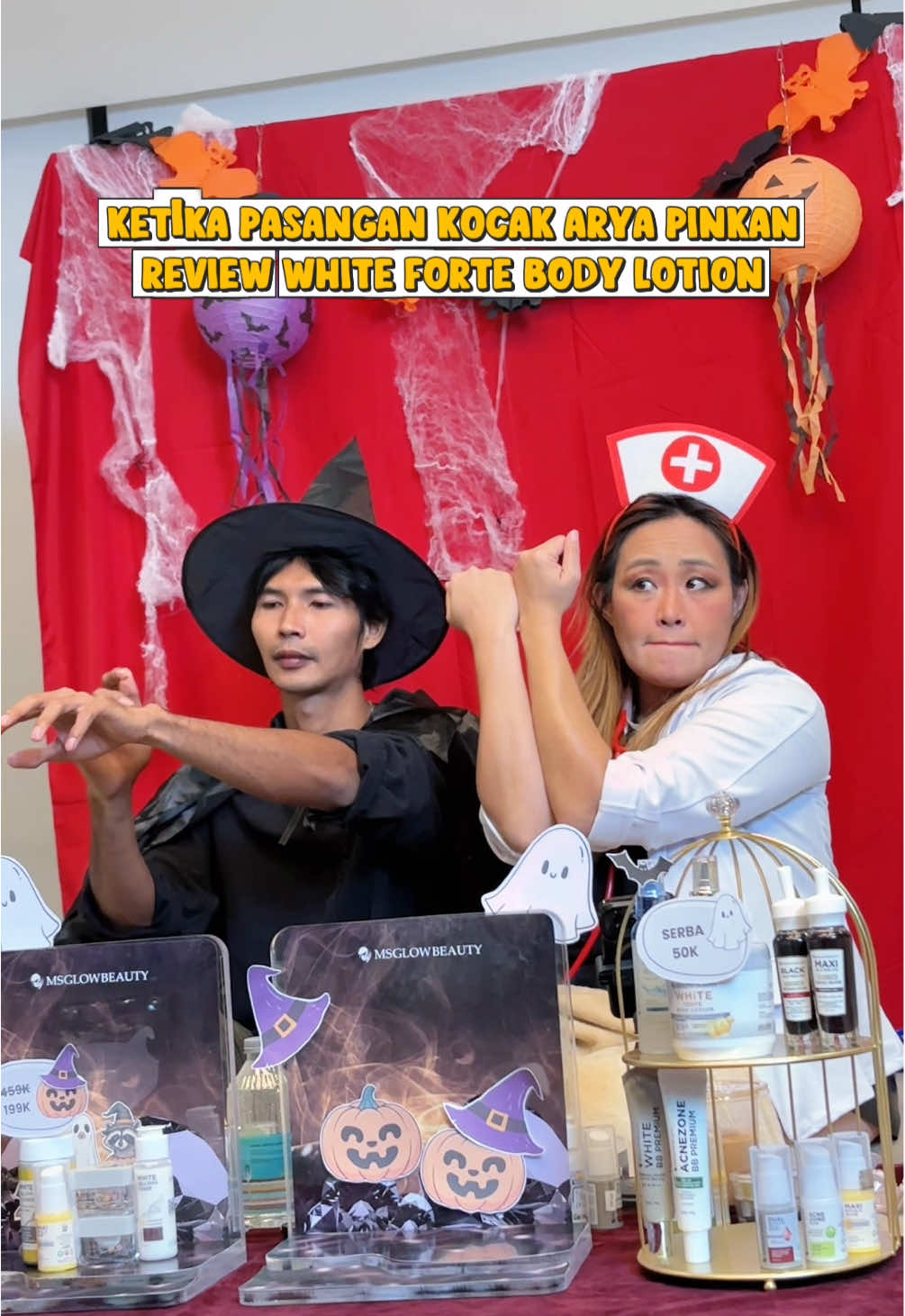 Siapa nih yang sepanjang live selalu ketawa liat tingkah pasangan kocak ini?😂🫣🫣#msglowbeauty #pinkanmambo #msglowskincare 