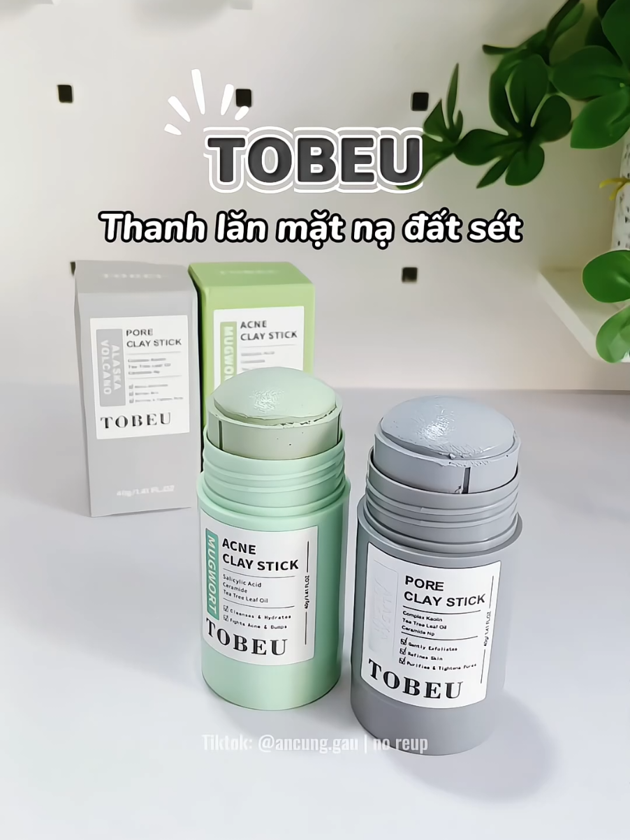 Thanh lăn mặt nạ đất sét TOBEU - chân ái da dầu lcl to, m.ụn đầu đen nè mí bà 🍃 #ancunggau #thanhlanmatnadatset #tobeu #matnadatsettobeu #matnadatset 