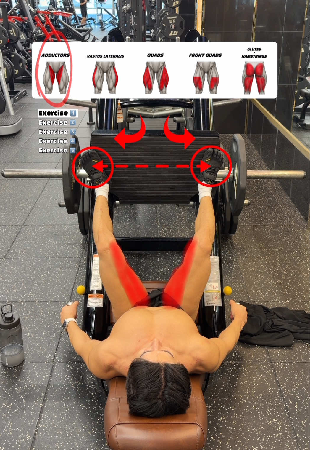 🔽파워 레그프레스 – 발 위치에 따른 자극 차이 5가지 🔽 🔸Power Leg Press Foot Positions – Quad, Glute & Hamstring Focus🔥 1️⃣와이드 스탠스 (Wide Stance) - 발을 어깨보다 넓게 두고 무릎을 바깥으로 벌려서 밀면 내전근(Adductors), 특히 대내전근(Adductor Magnus)이 강하게 개입합니다. 허벅지 안쪽의 라인을 조여주고 다리 안쪽 탄력을 높이는 데 탁월합니다. 2️⃣내로우 스탠스 (Narrow Stance) - 발을 좁게 두면 외측광근(Vastus Lateralis)에 집중적으로 작용해 허벅지 바깥쪽이 도드라집니다. 하체 외형을 선명하게 만드는 데 좋습니다. 3️⃣기본 스탠스 (Standard Stance) - 어깨너비 정도의 기본 자세로 벌리면 대퇴사두근 전체(Quadriceps Overall)를 고르게 자극합니다. 다리 앞쪽 전체를 균형 있게 강화하는 가장 안정적인 하체 기본 루틴입니다. 4️⃣로우 스탠스 (Low Stance) - 발을 아래쪽에 두고 밀면 프런트 쿼드(Front Quads)에 자극이 집중됩니다. 허벅지 앞쪽의 강한 펌핑감과 타이트한 전면부 라인을 형성하기에 좋습니다. 5️⃣하이 스탠스 (High Stance) - 발을 상단에 두면 둔근(Glutes)과 햄스트링(Hamstrings)이 깊게 개입해 엉덩이와 허벅지 뒤쪽을 동시에 자극합니다. 힙업과 하체 후면 볼륨 강화에 탁월한 자세입니다. #leg #legpress #legday #lowerbodyworkout #adductors #quads #glutes #hamstrings #오운완 #하체운동 #헬린이 #운동영상 