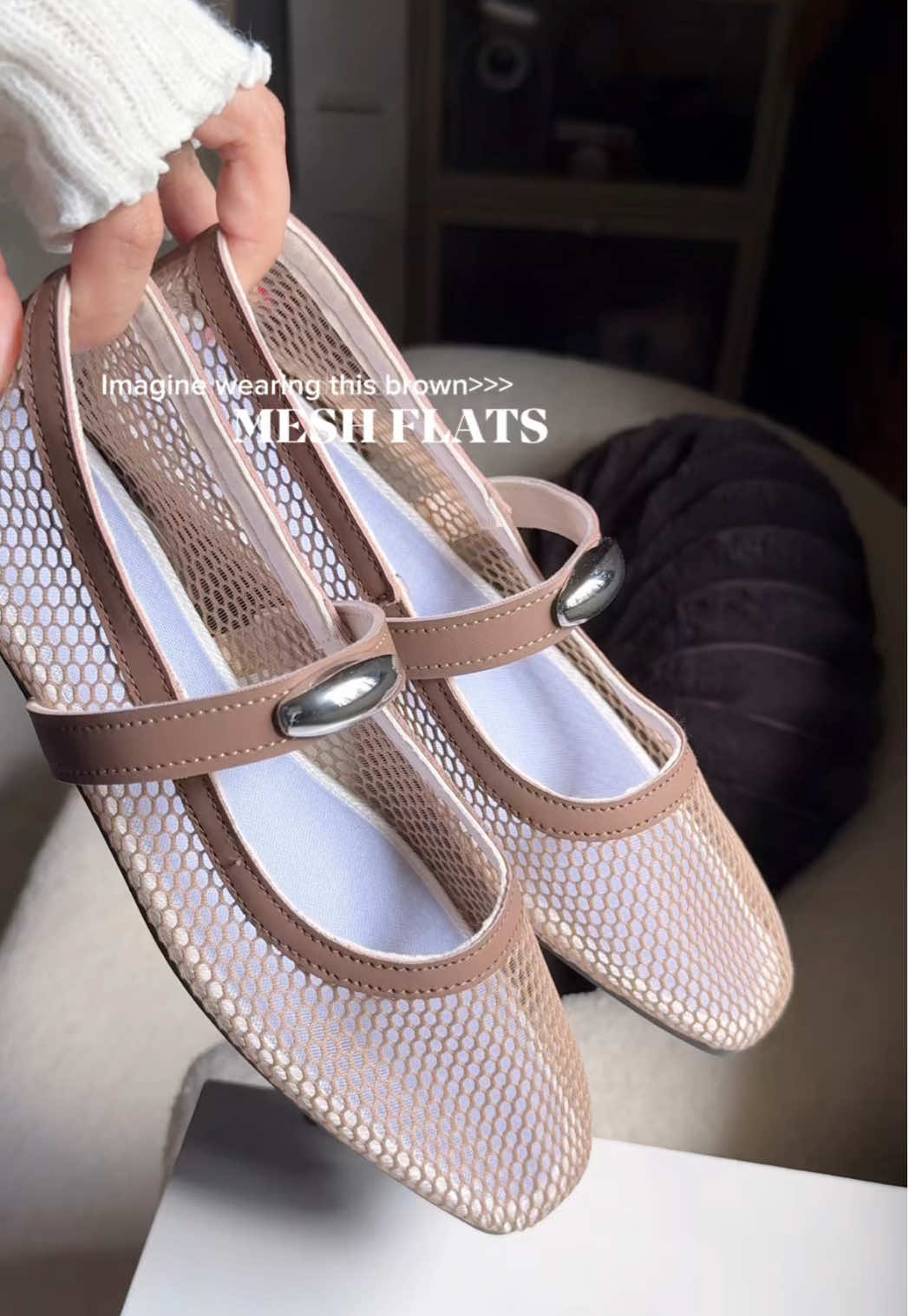 Pretty MESH FLATS in brown 🤎 #flatshoes #flatsandals #meshflats #dollshoes #fyp 