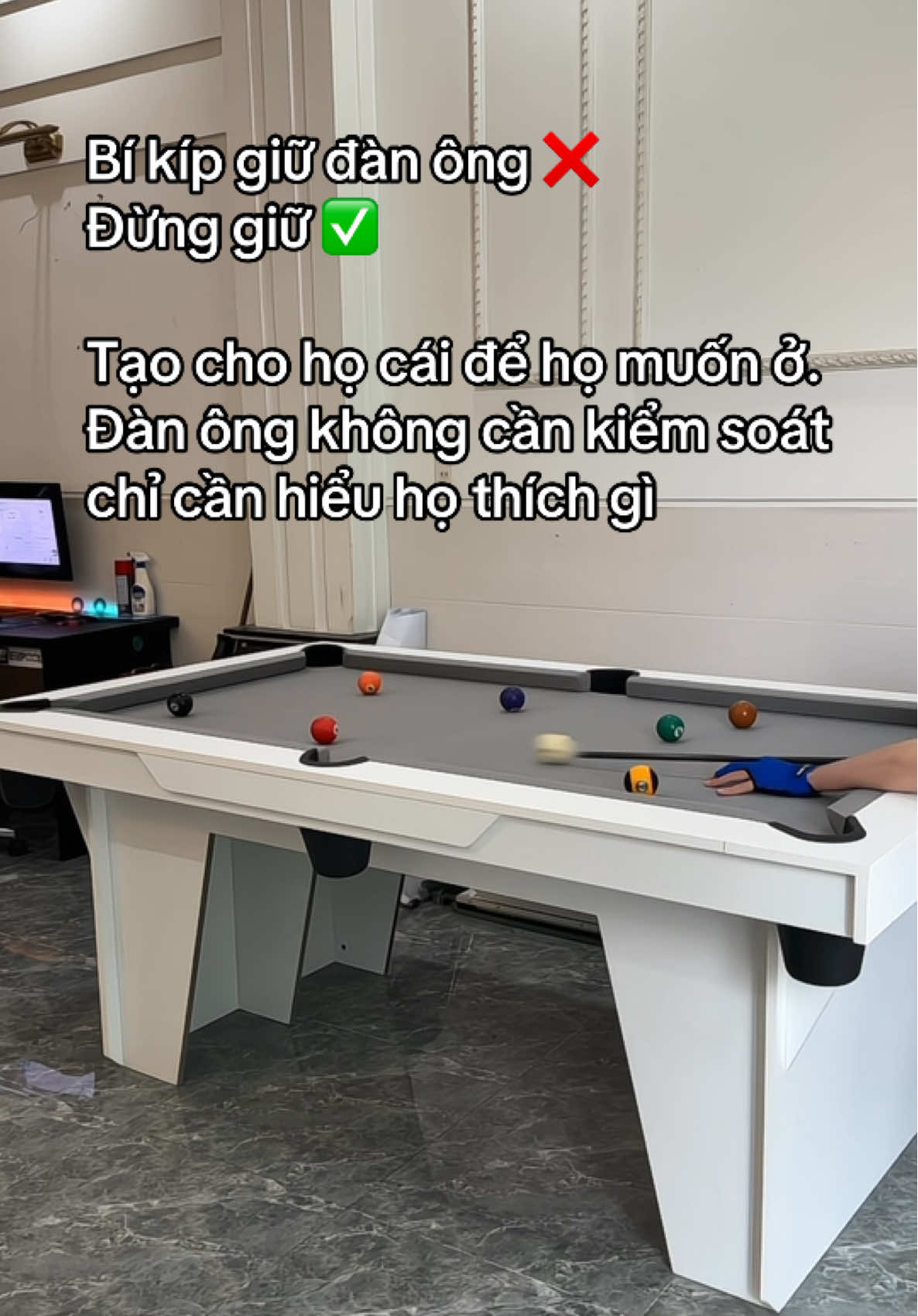 Bí kíp giữ đàn ông: đừng giữ – tạo cho họ cái để họ muốn ở là xong thôi các chị em ạ 🤣🤣 #bida #billiards #banbidamini #fyp #bidon 