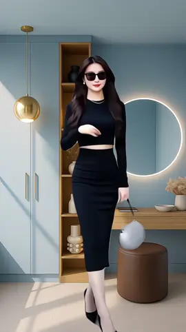 Sét chân váy dáng dài mix áo croptop tay dài#setaochanvay #setaovay #xuhuong #trending #thoitrangnu 