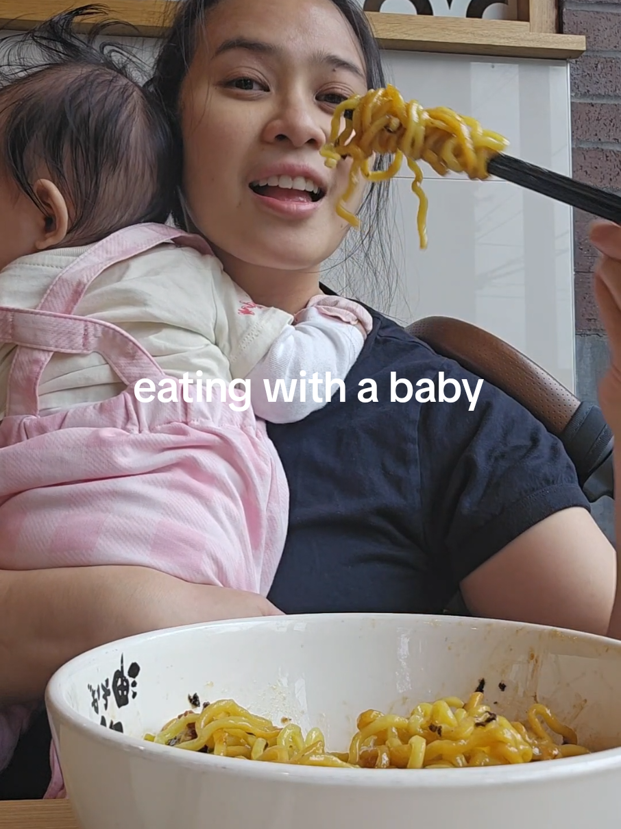 when baby girl wants carry carry  while you eat #firsttimemom #seattlefoodie #babygirl #motherhoodjourney #momsover30 