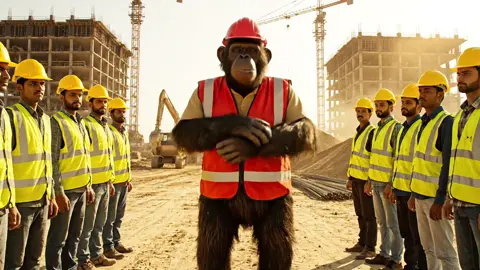 Bandar Safety Officer ka Suhab Suhab Lecture! 😤👷‍♂️🐒 | Construction Site #funnymonkey #comedyvideo #safetyofficer #constructionlife #ForYou 