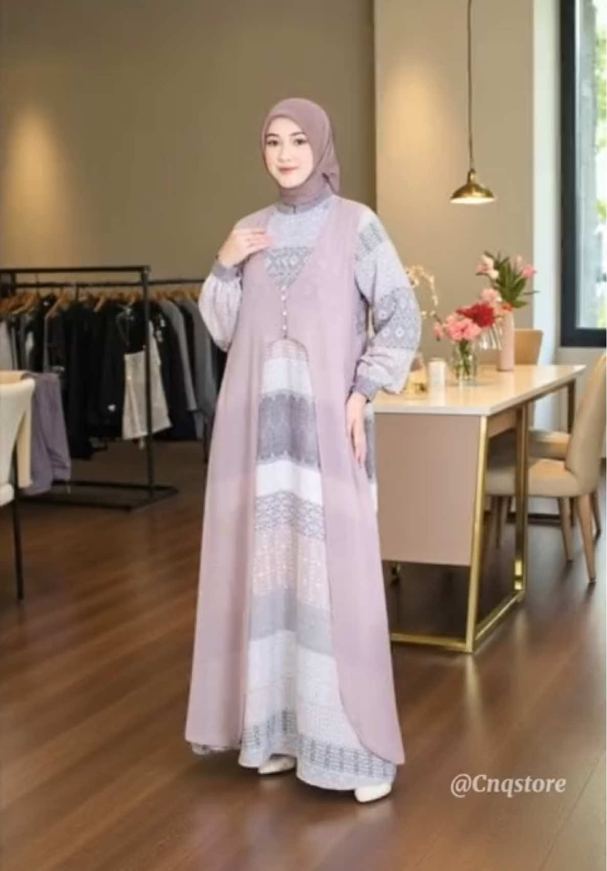 Ninos Design Shabina Dress Lionel Richi print mix ceruty babydoll by NINOS Cantik Couple #muslimah #gamislebaran #gamiskekinian #dresscantik #dresskondangan 