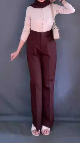 highwaist cutbray pants 🤎 . . . #outfitinspo #outfitcheck #hijab #OOTD #fypシ゚ 