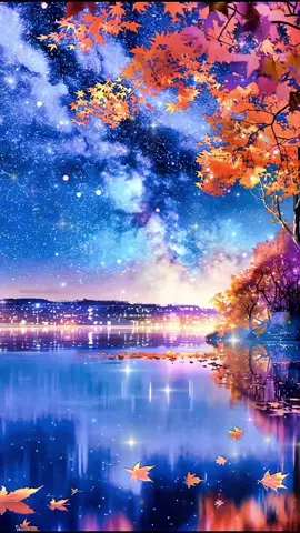 星降る紅葉の夜〜静寂に包まれた秋の景〜#幻想的 #aiart #星空 #紅葉#癒し 