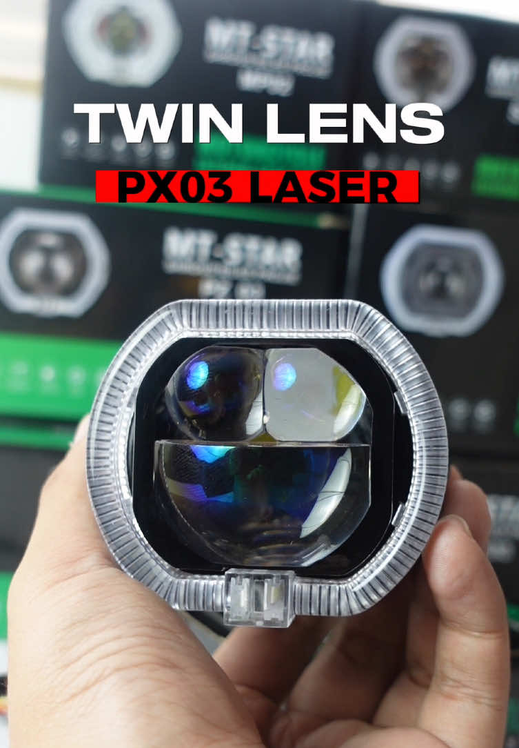 Satu lensa aja udah mantap, ini dua bos! 🔥 Laser beam-nya fokus, nyala kayak sinar dari masa depan 🚀 #MTSTAR #PX03Laser #TwinLens #LampuLaser #LampuMotorTerang      