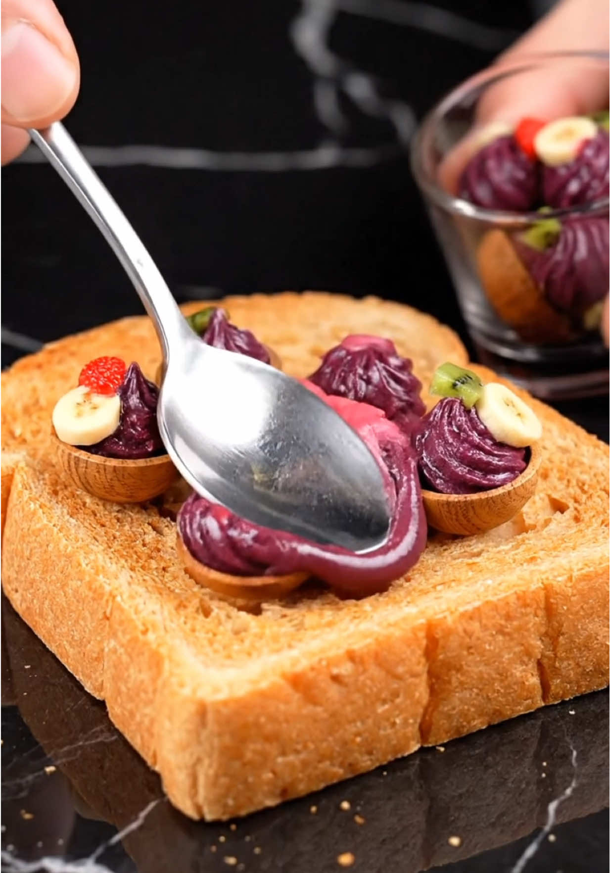 Teeny tiny breakfast items smooshed into toast🧇🍳🥑 #asmr #relaxing #satisfyingvideo 