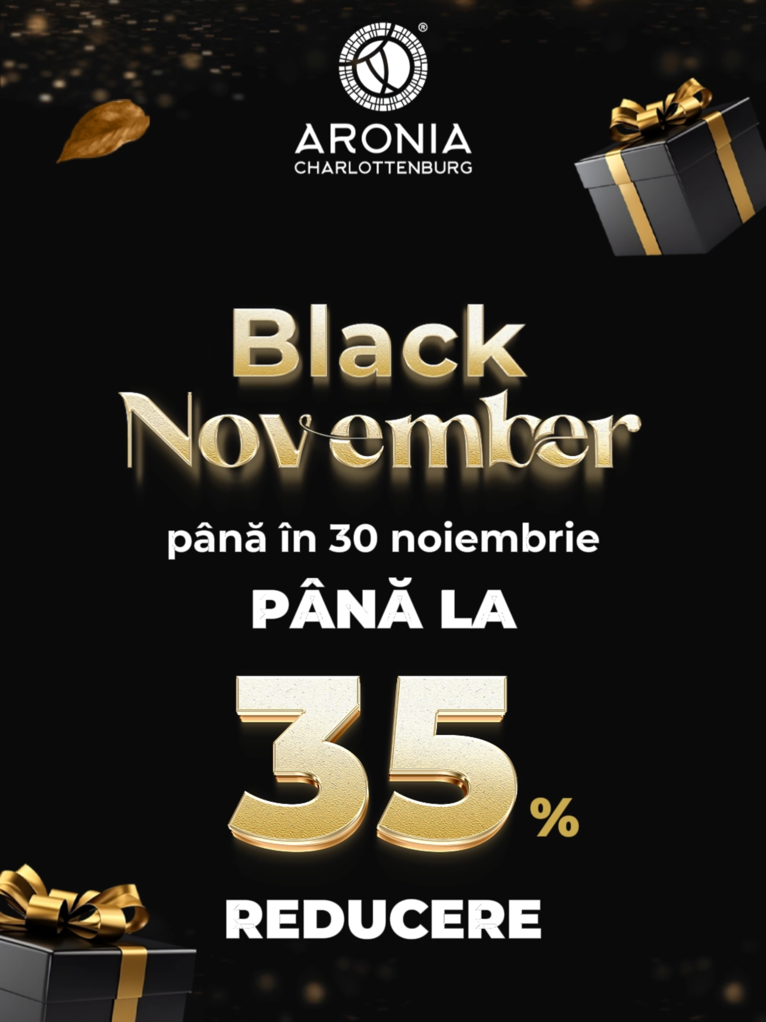 💥 Ai până la 35% Reducere la produsele Aronia Charlottenburg, cu ocazia Black November! 💥 Reducerea este valabilă în perioada 31 octombrie - 30 noiembrie, în limita stocului disponibil. Sfatul nostru? Alege plata cu cardul și primești o reducere suplimentară de 3,5%. ❤️ Vino în magazinul nostru online și bucură-te de produsele noastre! #AroniaCharlottenburg #Reduceri #BlackNovember #Noiembrie #OferteNoiembrie