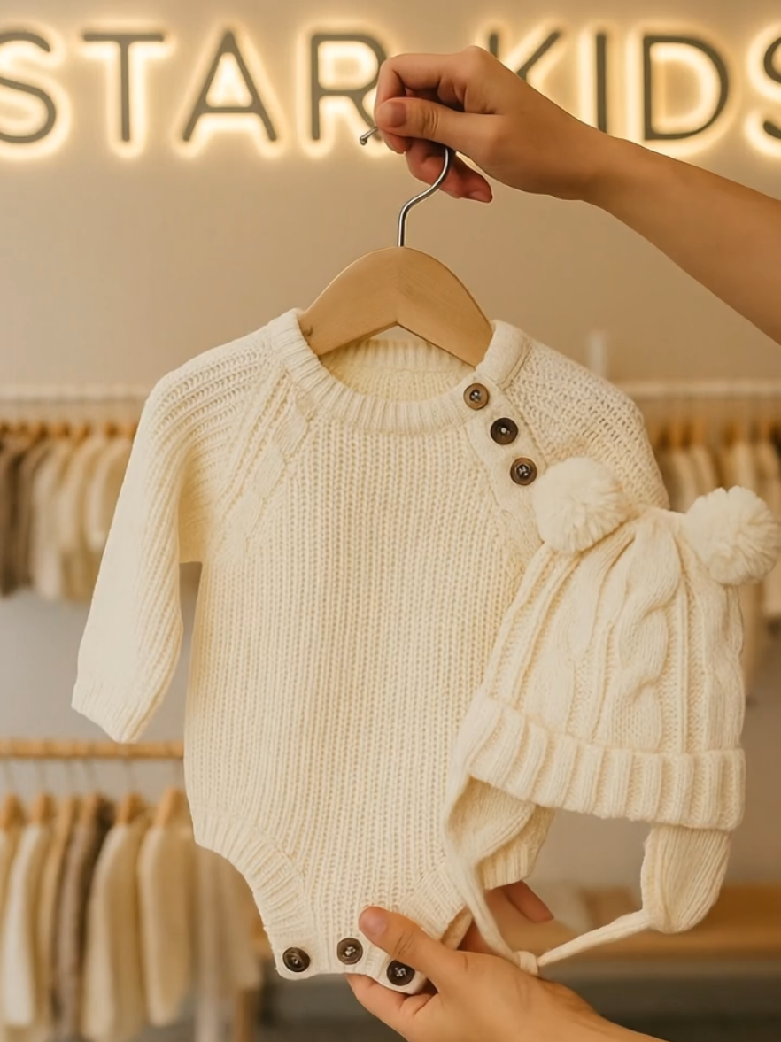Knitted Jumper Dan Kupluk Bayi/ Topi rajut bayi..#jumperbayi #bajubayi #gajiansale #bajubayilucu #jumperbayimurah 