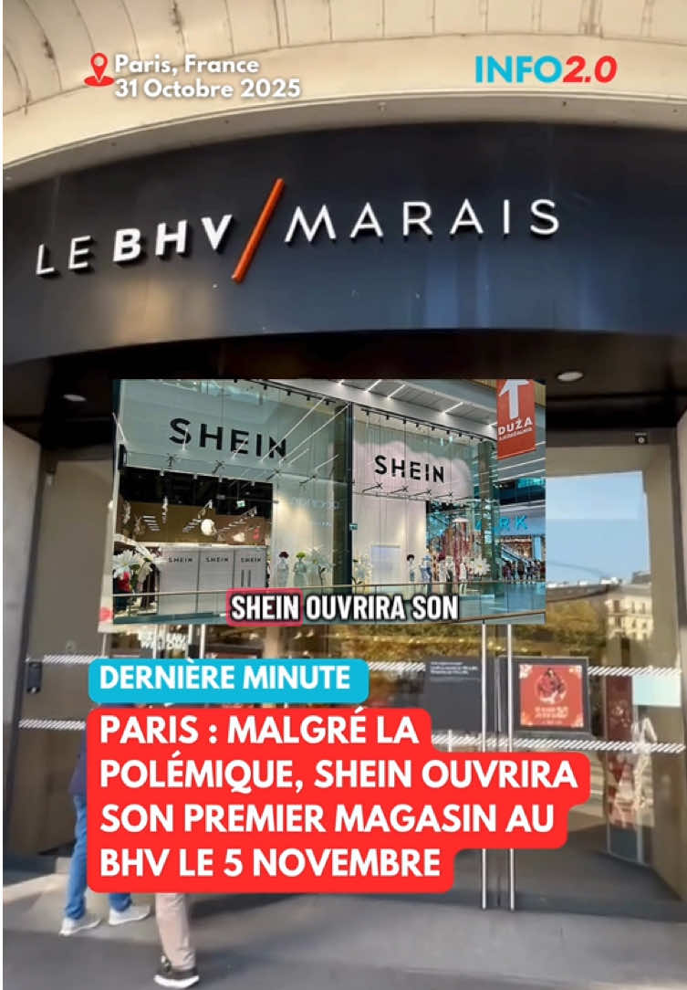 Paris : malgré la polémique, Shein ouvrira son premier magasin au BHV le 5 novembre Le géant chinois de la mode ultra-éphémère défie les critiques et s’installe au cœur de la capitale #actu #shien #bhv #paris 