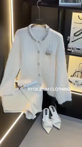 Len cadigan cổ đá tag hoa trà QCCC  #hyoezkimclothing #xuhuong #QCCC #cardigan 