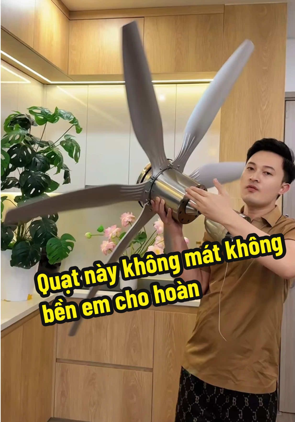 Quạt trần 6 cánh màu bạc rất mát sải cánh 1m47 có động cơ đồng #quat #quattran #quattranden #xuhuong #nhanuytin88 