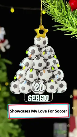 Add your love for soccer to your Christmas tree with a personalized ornament full of team spirit 🎄 #wanderprints #personalized #gifts #Christmas #footballer