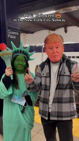 Look at how diverse the Halloween costumes are on the New Yourk subway! 🚊 🎃#nyc #nycsubway #funnyvideos #halloweencostume #halloween