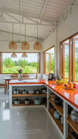 ครัวไทย สีส้มตัดขาว เข้ากันมาก สวยสดใสมาก #Home #ครัวสวย #ครัวบ้านสวน #ครัวไทย #ครัวtiktok 
