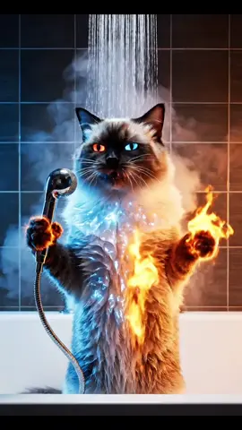 Fire & Ice Cat Lulu Lalala #cat #fire #ice #fyp 