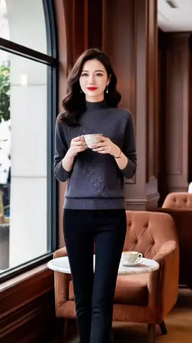 Áo len thời trang cho mẹ trung niên, cổ lọ, dệt kim mùa đông #shopthoitrang797979 #aolennu #aolen #thoitrangnu #xuhuong 