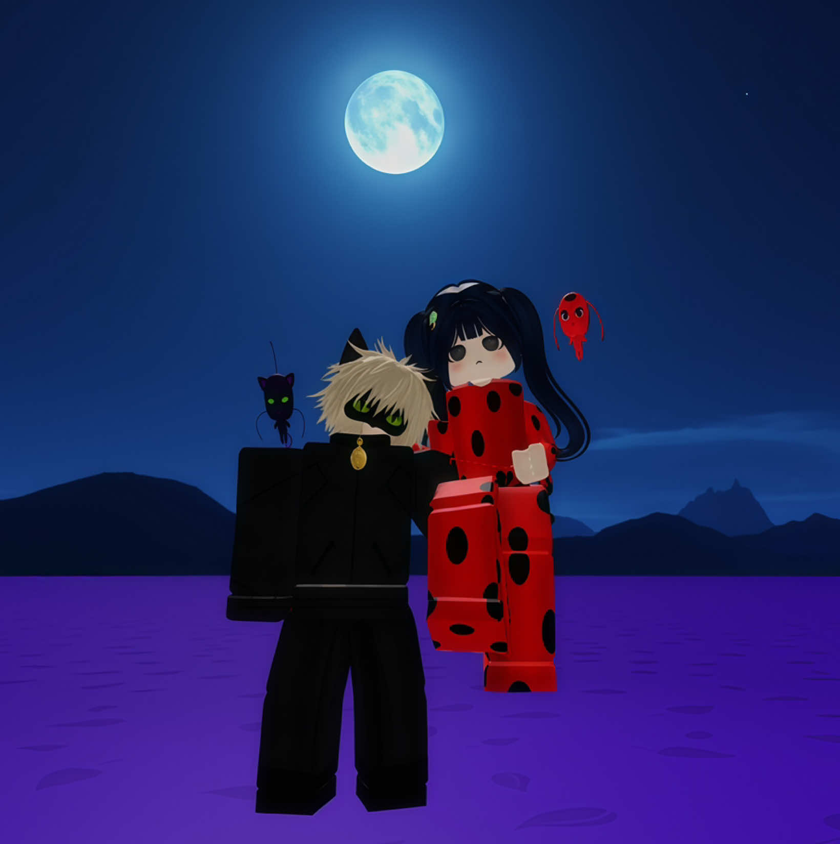 selebrasi setelah menyelamatkan paris dari akuma hawk moth🦹🏻‍♂️👿 w/ my cat noir@Throox  #robloxcosplay #ladybug #catnoir #miraculous #halloween 