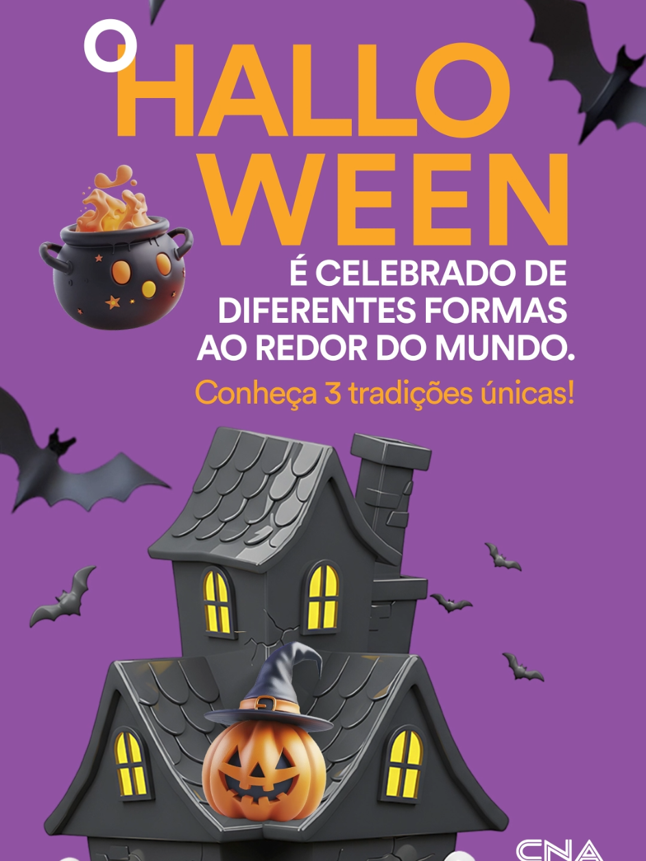 Você sabia que o Halloween não é igual no mundo todo? 👀 De “Trick-or-Treat” nos EUA às “mascaradas” da Costa Rica, cada tradição conta uma história cultural incrível.🌍🎭 🍬 Vem conhecer com o CNA! #Halloween #CNA #Cultura #Idiomas 