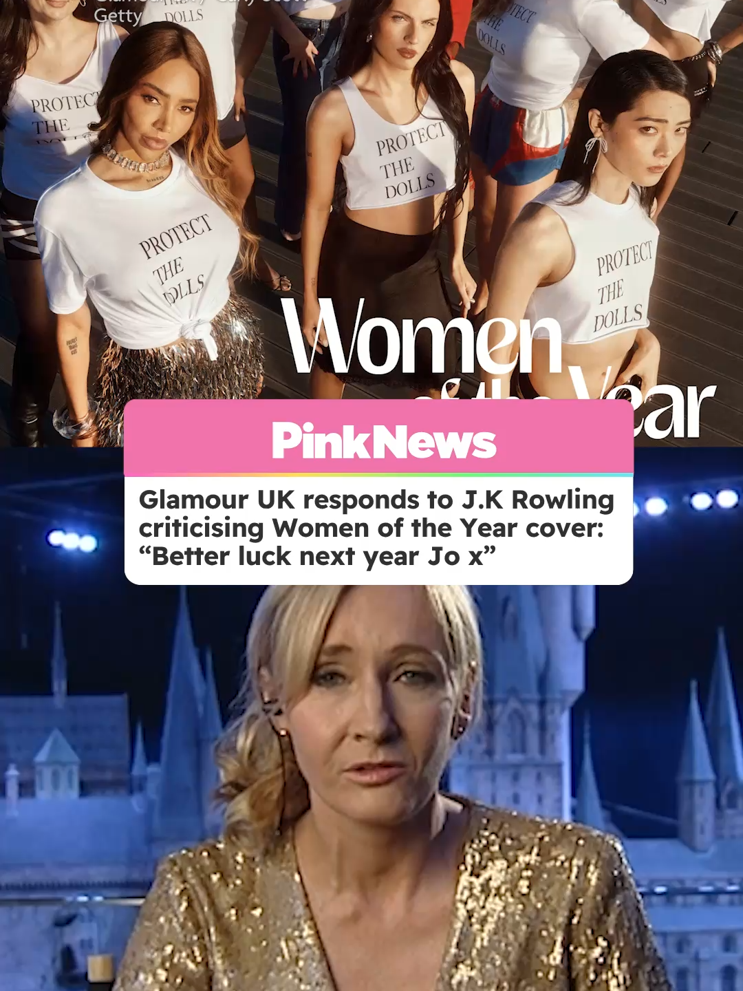 Glamour UK proved how to Protect the Dolls by clapping back against JK Rowling complaining about its latest cover, which features a group of trans women. The fashion magazine honoured nine “ground-breaking” trans women in a cover story for its annual award, which commemorates women who have made “extraordinary and inspirational” changes over the past year. Its latest issue, revealed in a Thursday (30 October) social media post, features campaigners, musicians, actresses, and authors all wearing “Protect the Dolls” shirts created by Connor Ives in February. The phrase is often used by trans women to affirm their femininity and as a synonym for trans rights. Its usage originated in 80s ballroom culture. #jkrowling #womenoftheyear #harrypotter #transrights #transwomen
