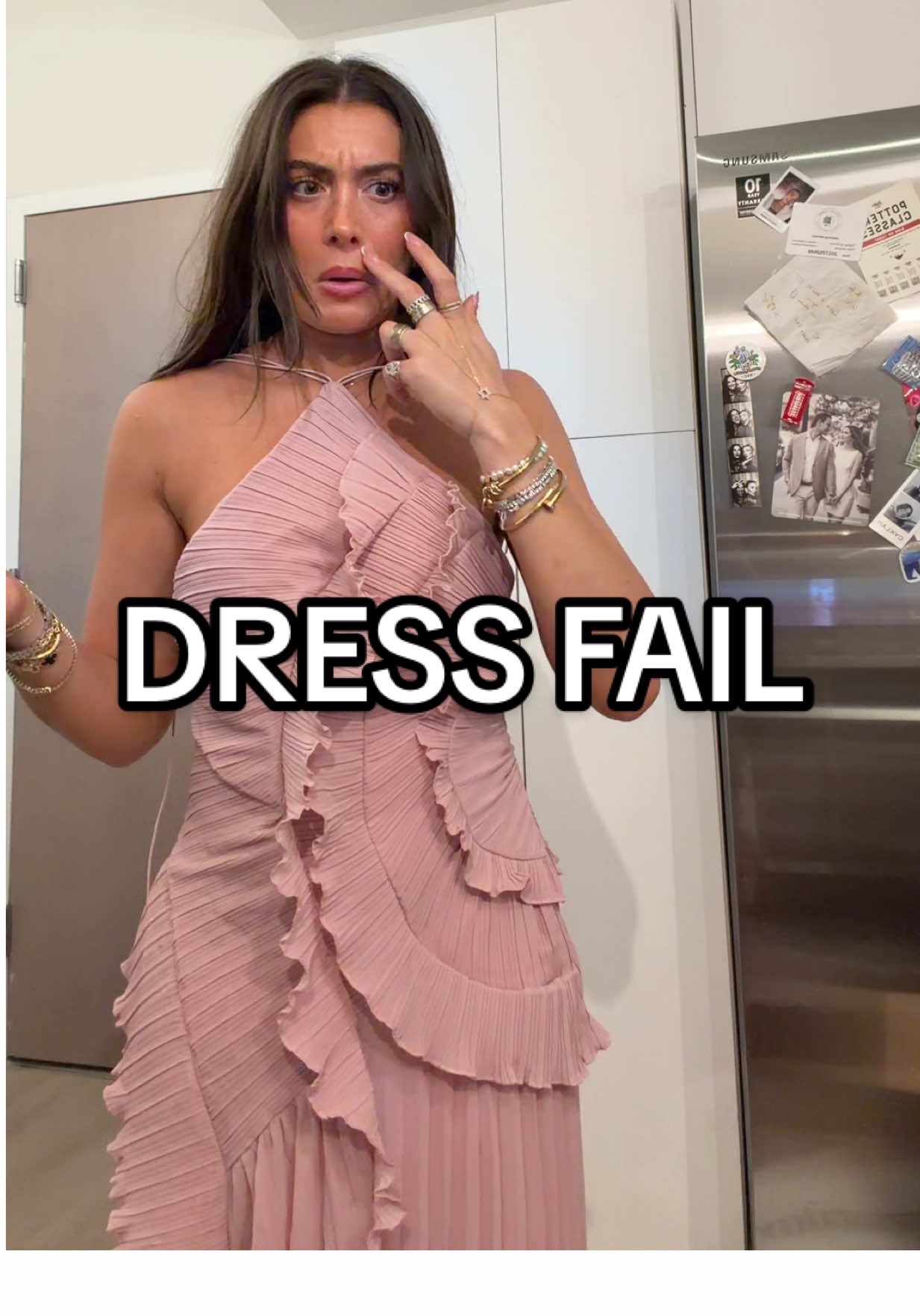 I’m sooooo annoyed sos someone help why is the small not fitted around my waist?????? #dress #weddingguestdress #tiktokshopfinds #ruffledress #vacation 