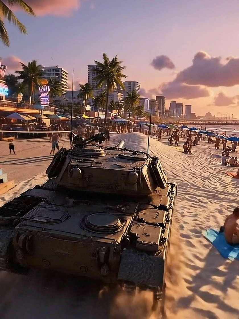 GTA6 Gameplay!!!! Tank driving on the beach #gta6 #gameplay #grandtheftauto #fyp #leaked 