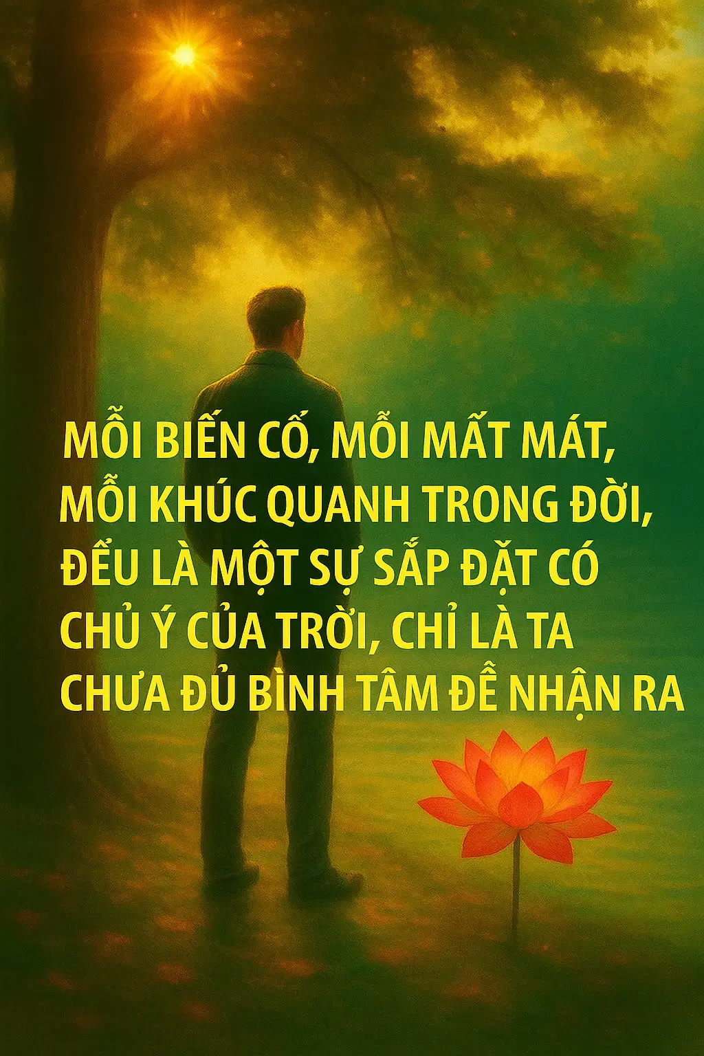 🌿 MỌI CHUYỆN ĐỀU LÀ SỰ SẮP ĐẶT TỐT NHẤT  Cổ nhân nói: “Vạn sự tùy duyên, nhân sinh vô thường.” Mọi chuyện xảy ra, dù tốt hay xấu, đều có nguyên nhân sâu xa của nó. Có người trách số phận bất công, có người oán đời nghiệt ngã. Nhưng người hiểu đạo thì biết — Mỗi biến cố, mỗi mất mát, mỗi khúc quanh trong đời, đều là một sự sắp đặt có chủ ý của Trời, chỉ là ta chưa đủ bình tâm để nhận ra. Khi một cánh cửa khép lại, ta đau khổ. Khi một người rời đi, ta dằn vặt. Khi công việc thất bại, ta tuyệt vọng. Nhưng nhiều năm sau nhìn lại, ta mới hiểu: nếu không có những ngày ấy, ta đã chẳng trưởng thành được như hôm nay. 🌸 Nghịch cảnh không đến để hại ta, mà để gọt giũa ta – trở thành đúng hình dạng mà định mệnh mong muốn. Đời này, không có điều gì là ngẫu nhiên. Mỗi cuộc gặp, mỗi chia ly, mỗi giọt nước mắt hay nụ cười đều nằm trong bản đồ nhân quả được vẽ sẵn từ trước. Khi ta được yêu – đó là phước. Khi ta bị phản bội – đó là bài học. Khi ta được giúp – đó là ân. Khi ta bị hại – đó là thử thách. Tất cả đều là sự sắp đặt tốt nhất, để ta học cách nhìn xa hơn, sống chậm lại, và thấu hiểu sâu hơn. 🌺 Có khi bạn mất một người, để gặp đúng người sau đó. Có khi bạn đánh mất cơ hội hôm nay, để nhận được điều xứng đáng hơn vào ngày mai. Có khi bạn tưởng như bị bỏ rơi, nhưng thực ra Trời đang âm thầm dọn đường cho bạn đến nơi tốt hơn. Như hạt giống phải vùi trong đất tối mới nảy mầm, con người cũng phải đi qua bóng đêm mới thấy được bình minh. Mọi trễ nải, mọi ngăn trở, đều là bài kiểm tra về lòng tin và sự kiên định. Nếu bạn giữ tâm thiện, vũ trụ sẽ không bao giờ để bạn thiệt thòi. Người trí không hỏi “Vì sao chuyện này xảy ra với ta?”, mà hỏi “Ta cần học được điều gì từ chuyện này?”. Thay vì oán than – hãy biết ơn. Thay vì chạy trốn – hãy đối diện. Vì mỗi thử thách là cơ hội để trưởng thành, mỗi mất mát là bước đệm cho điều tốt đẹp hơn. Phật dạy: “Những gì ngươi gặp hôm nay, đều do tâm ngươi từng gieo.” Không phải ngẫu nhiên, cũng chẳng phải định mệnh mù quáng. Chỉ là khi thời đến, quả trổ. Khi ta đủ trí tuệ, ta sẽ mỉm cười đón nhận mọi điều – dù thuận hay nghịch – bằng lòng bình thản. Buông là tin. Tin vào sự sắp đặt của Trời. Tin rằng mọi việc đều có lý do, dù hôm nay chưa hiểu, mai sau nhất định sẽ sáng tỏ. 🌼 Người càng tin vào nhân duyên – lòng càng an. Người càng tin vào sắp đặt – tâm càng tĩnh. Vì họ biết: Đời không bao giờ lấy đi của ta thứ gì, mà chỉ đổi nó thành một món quà khác, ở hình thức ta chưa nhận ra. Cuộc đời, suy cho cùng, là một bản nhạc dài. Có nốt thăng, có nốt trầm, nhưng tất cả hợp lại – mới thành giai điệu. Nếu chỉ muốn sống trong niềm vui, ta sẽ chẳng bao giờ hiểu được ý nghĩa của bình yên. Nếu chỉ mong thuận lợi, ta sẽ không bao giờ đủ sức đối mặt với bão giông. ✨ Thế nên, hãy tin rằng: Mọi chuyện – dù tốt hay xấu – đều là sắp đặt tốt nhất. Mỗi vết thương là một bài học. Mỗi mất mát là một khởi đầu. Và mỗi khúc quanh, đều đang âm thầm dẫn ta đến nơi ta cần đến. 🌤 Trời không bao giờ sắp đặt sai, chỉ là con người quá nóng vội để thấy được ý nghĩa của mọi điều. Hãy tin, buông và bước tiếp — vì mọi chuyện, suy cho cùng, đều là sự sắp đặt tốt nhất cho bạn. #trietlycuocsong #baihoccuocsong #tinhthuc #truyencamhung #nhansinh  @Dòng Đời Vạn Biến @Dòng Đời Vạn Biến @Dòng Đời Vạn Biến 
