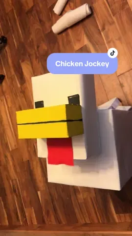 We did it! We finished his costume!! Who’s ready to see the final reveal? We’re excited to put it all together for tonight’s trick or treating! #costume #chickenjockey #Minecraft #DIY #diycostume 