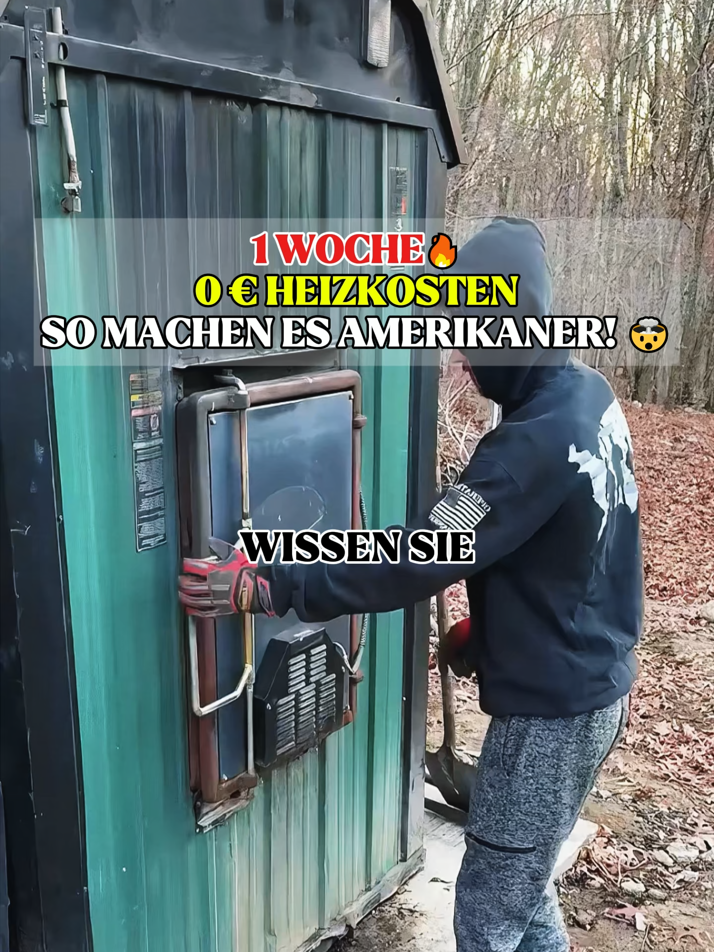 1 Woche 🔥 0 € Heizkosten SO machen es Amerikaner! 🤯 #fyp #viral #deutschland#wissen #LifeHack #heizkosten #energiesparen #holzheizen #kreativheizen