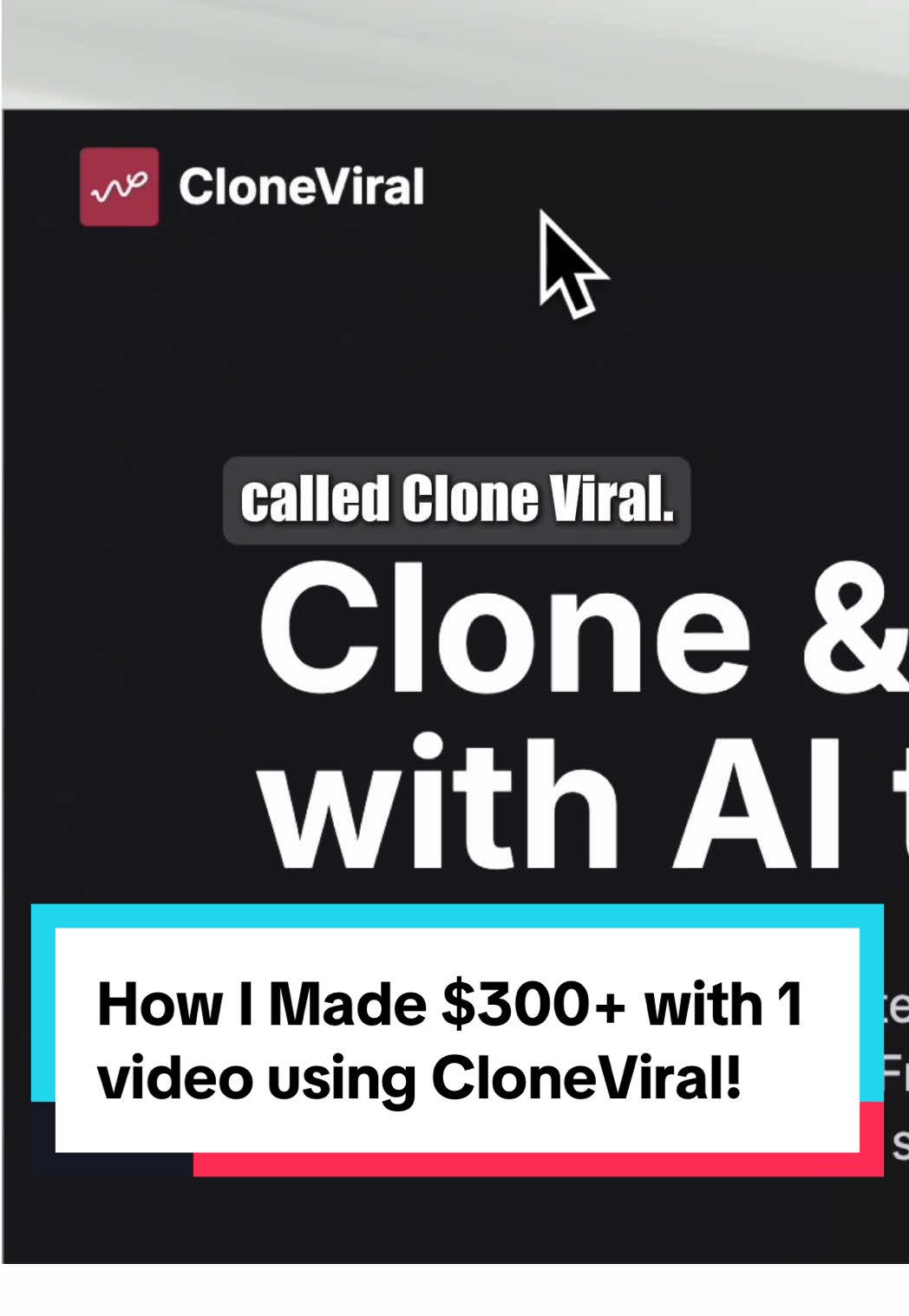 Sora 2 and CloneViral made me $328 from 500K views by posting videos made with Sora 2 & Veo 3 💰 CloneViral is a platform that has Sora 2, Veo 3, + 8 AI video generators. No more juggling subscriptions. My CloneViral framework: 1. Find viral ideas 2. Generate with Sora 2 or Veo 3 3. Post everywhere Revenue breakdown: 📺 YouTube: $328 📱 TikTok: $41 📸 Instagram: $0 Link in bio for CloneViral 👇 #CloneViral #Sora2 #Veo3