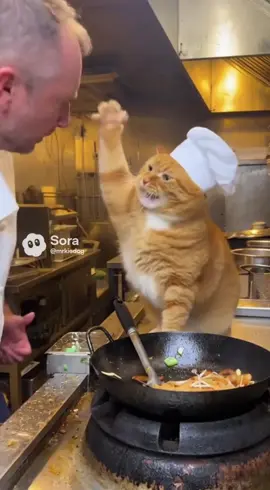 Gordon would be proud. 😁😁 #CatChef #funnycat  #GordonRamsayVibes #orangecat  #padthai 