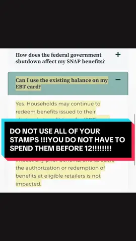 Do not Use all@Of your food stamps if you have a balance on your account !!!! You will be able to use those funds . What will not happen is you won’t receive your new balance but any remaining funds from October will rollover !!!! #Ebt #shutdown #atlanta #Ga #emergenc