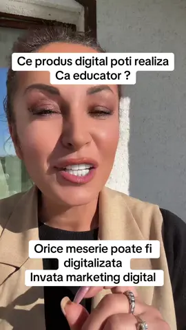 #DigitalMarketing #AntreprenorOnline #invatacugeorgiana  Orice meserie se poate digitaliza. Dacă ești educator, antrenor, designer, contabil sau chiar hairstylist — poți transforma cunoștințele tale într-un produs digital care îți aduce venituri pasive. 💻 Trăim era în care nu mai vinzi timpul tău, ci expertiza ta