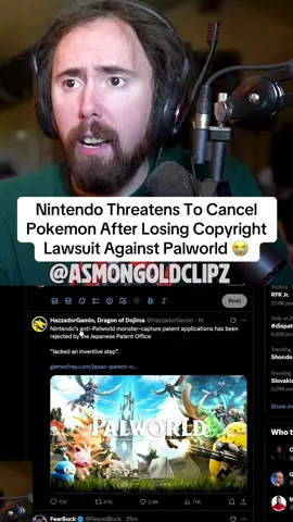 Nintendo is furious after losing the copyright lawsuit against Palworld 😭 #asmongold #palworld #pokemonlegendsarceus #pokemonlegendsza 
