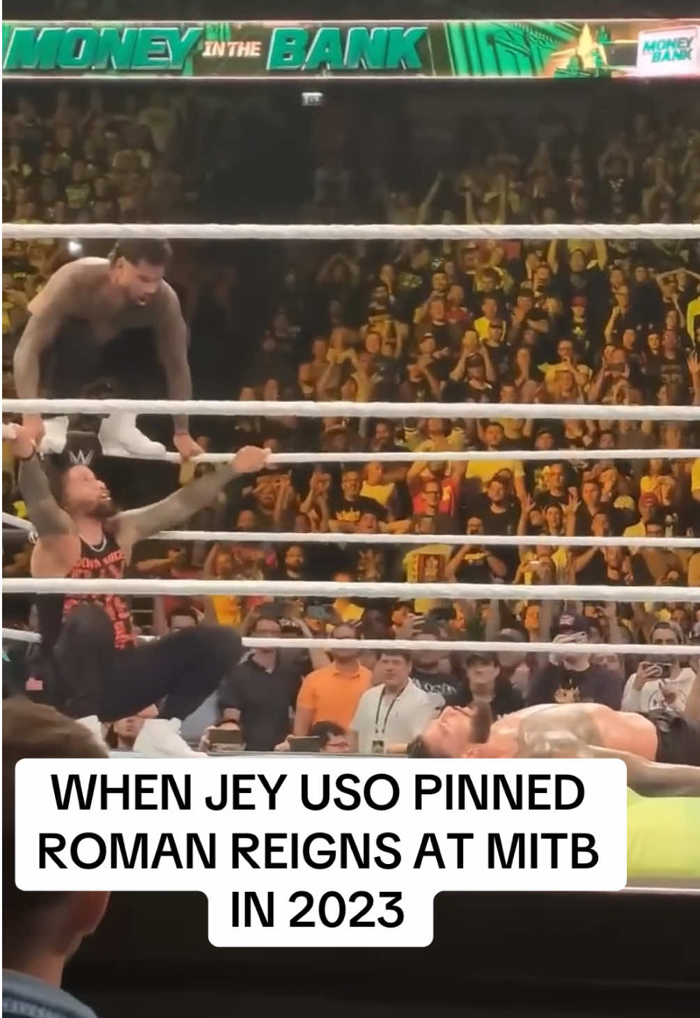 WHEN JEY USO PINNED ROMAN REIGNS AT MITB IN 2023 FOR THE FIRST TIME IN YEARS #WWE #moneyinthebank #RomanReigns
