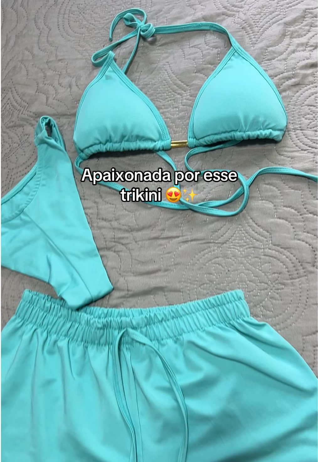 Olha que lindo esse conjunto de biquíni 3 peças #bikinitrikini #tiktokshop #conjuntodebiquini 