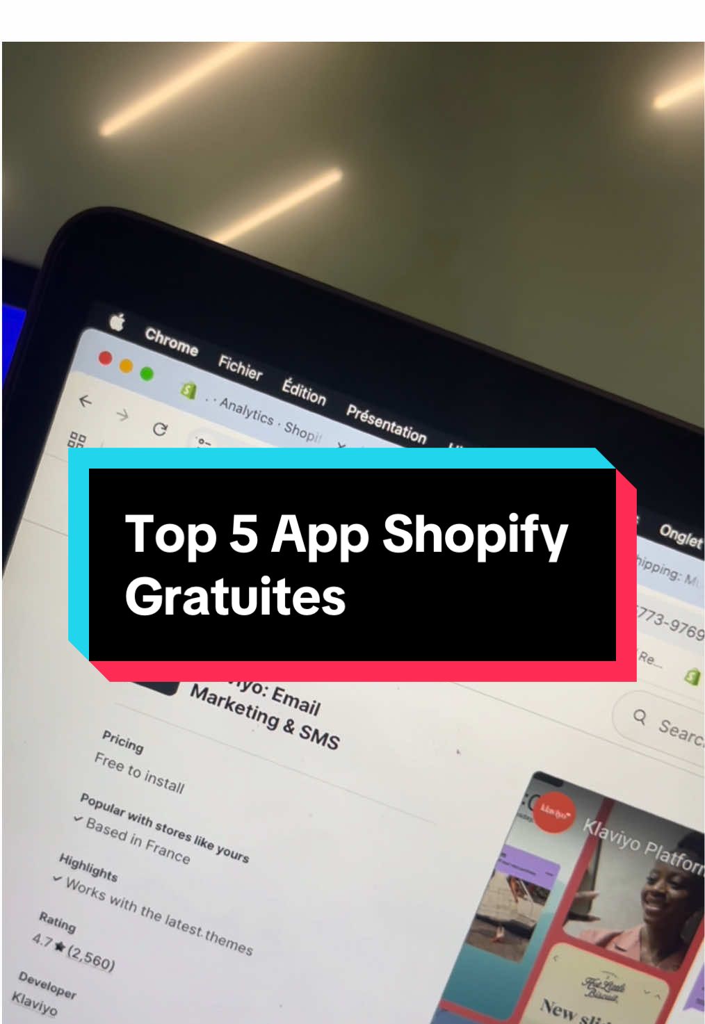 Les 5 applications à avoir sur ta boutique Shopify 👆🏼  #shopify #ecommerce #formation #dropshipping 