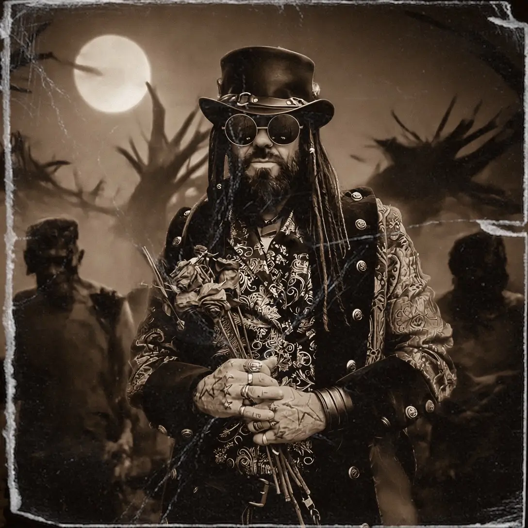 🎩 I’ve always been drawn to the weird, beautiful side of Halloween — where masks meet memories, shadows meet truth. Do you know Halloween didn’t start with candy and laughter? It started over 2,000 years ago at Samhain, when ancient souls lit fires, wore skins and symbols, and crossed the threshold between life and the after-world.   Tonight — in this red velvet coat, in this art made of smoke and roses — I’m reminded of why we don’t just wear masks. We shed them. Because the only costume worth keeping is the one that lets your soul breathe. Be weird. Be wild. Be you. Happy Halloween. 🖤 ##AngelDOA##HalloweenSoul##MasculineMystic##RedVelvetRebel##HauntedBeauty 