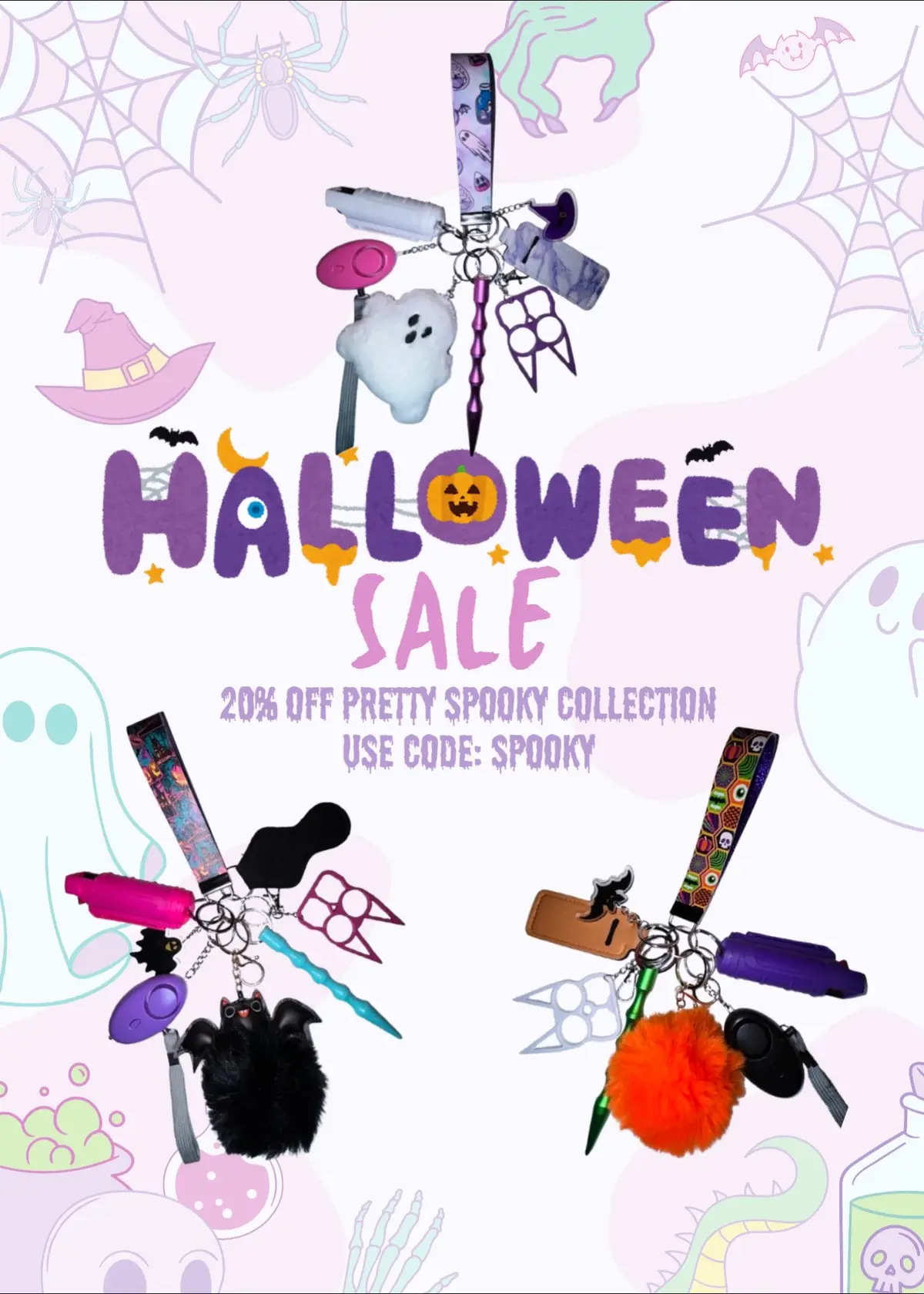 Use code spooky to save 20% off of all spooky keychains. #Beautober #stayprotected #linkinbio #selfdefensekeychains #shopbeautkeyful 