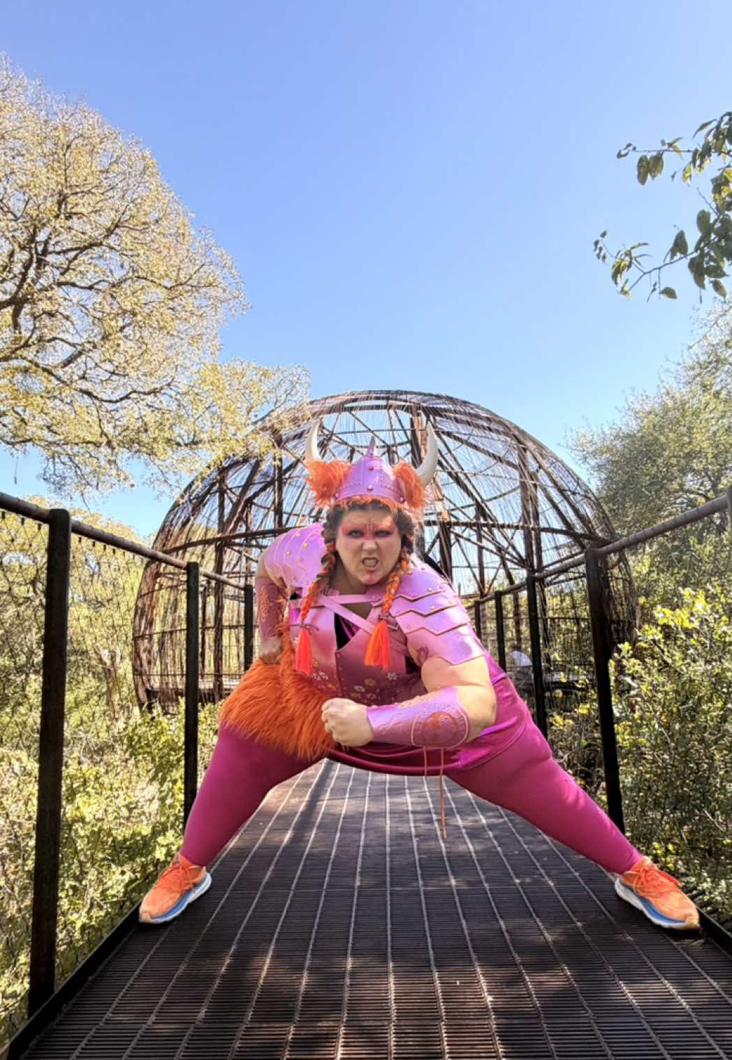 Viking but make it pink!  I’m obsessed with this year Halloween costume- especially since I made it myself. I love the idea of taking traditional costumes and making them your own by doing an unusual color way. I think this might be a new Halloween crafting tradition! 