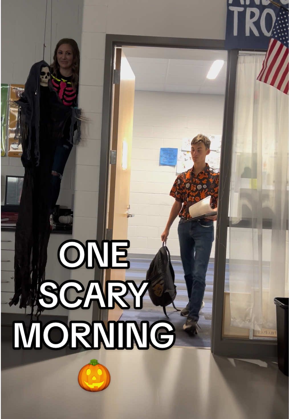 It was a good morning.  #halloween #scared #prank #teacher #reaction 