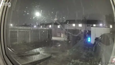 Can anyone explain what I have captured on my back garden ring camera there was no one outside at all and it disappeared when someone’s headlights shined on it #ghosts #ghoststories 