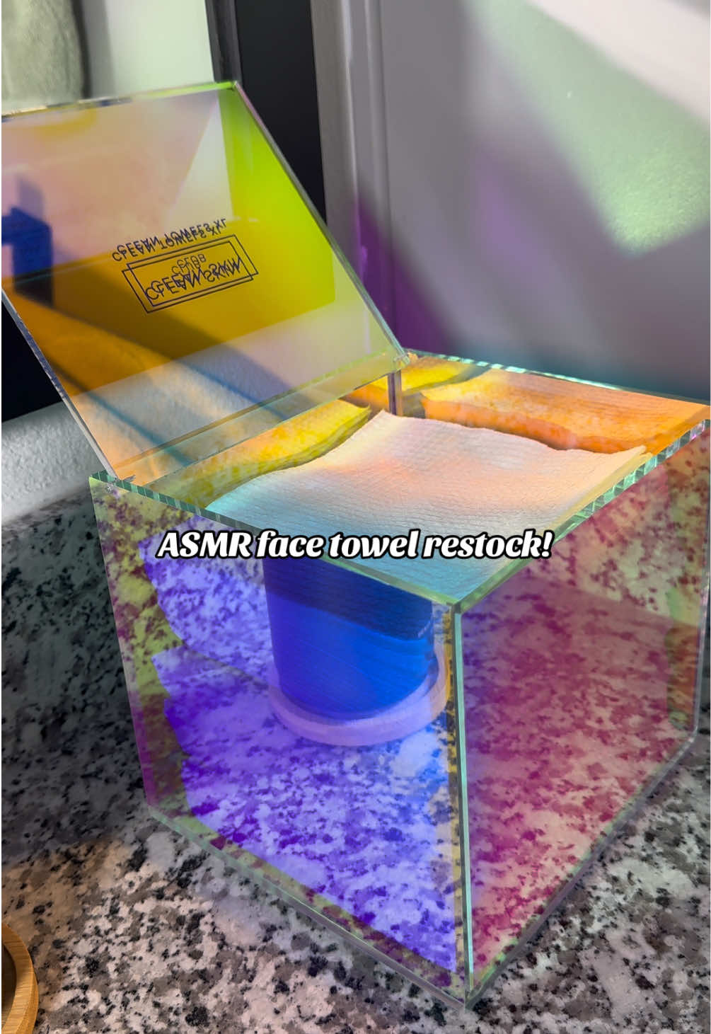 Perfect storage box to keep my face towels handy but also hidden. She’s gorgeous. I know.  #facetowels #storagebox #asmrsounds #restockasmr #cleanskinclub @Clean Skin Club 