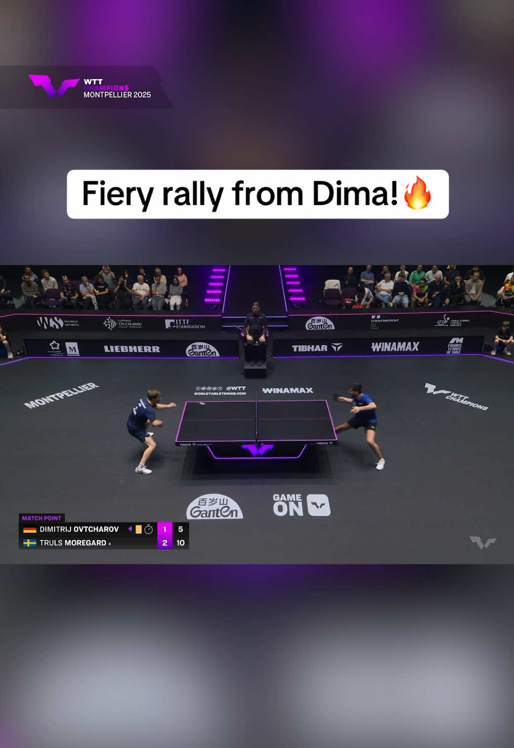 A point to remember from Dimitrij Ovtcharov, putting up a good fight here in #WTTMontpellier! 👊 #TableTennis