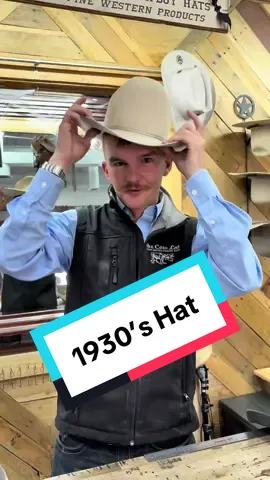 Hats throughout the century 1930s Hat (Gene Autry)  Color- Buckskin Brim Size- 3 1/2” brim Crown- Soft Puncher Brim Front- Round Brim Shape- Low #thecowlot #cowboy #fyp #cowboyhat #western 