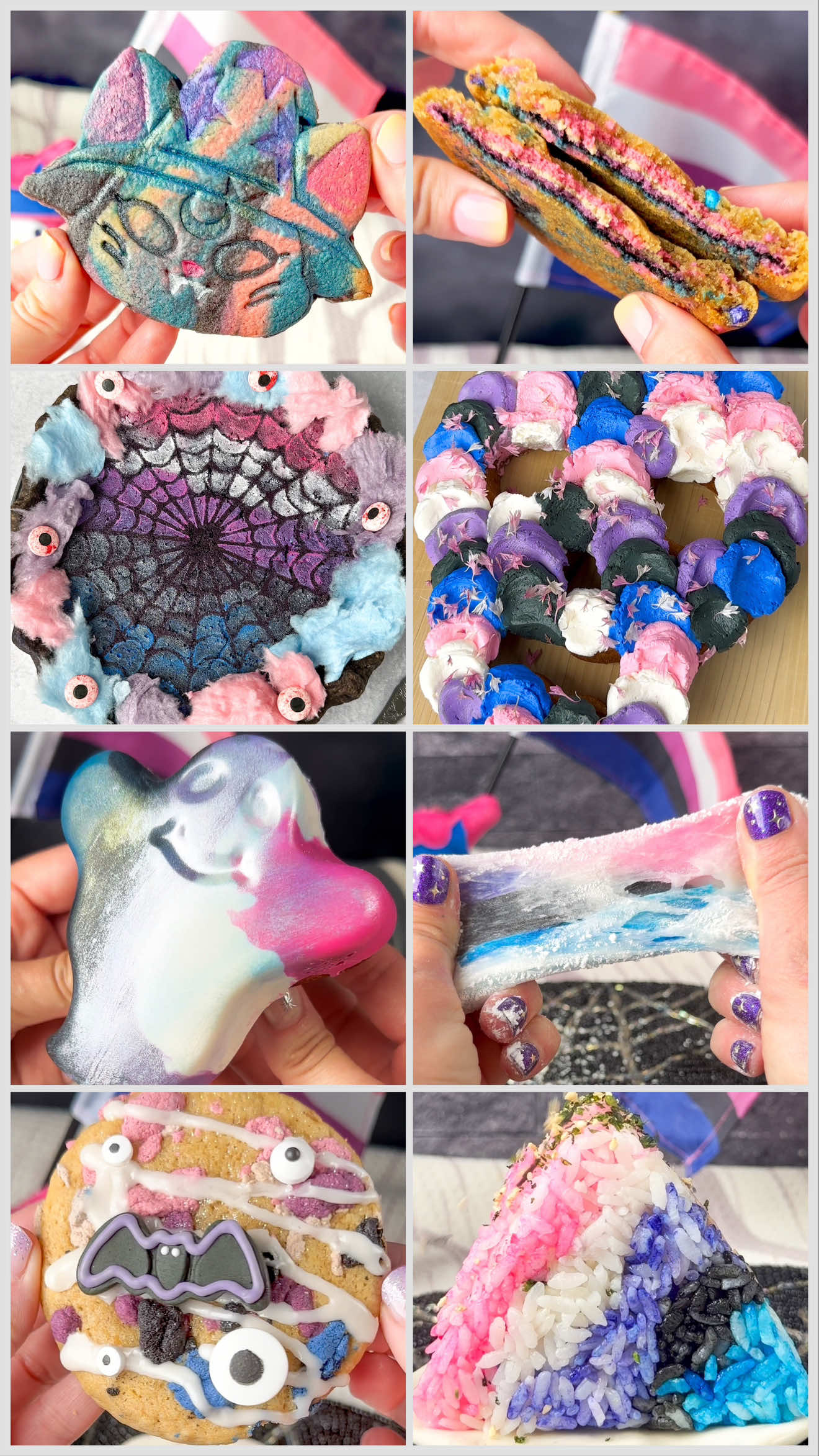 Genderfluid Baking Collection 🩷🤍💜🖤💙 #genderfluid #baking #sweets 