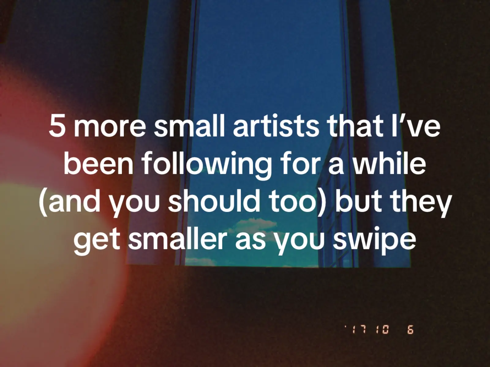 Part 2: ever more small artists that I’ve been listening to and following for a while. Her are five more that I think are worth investigating and supporting. Give me recs for next time! #folkmusic #music #musicrecommendations #musicrecs #smallartist