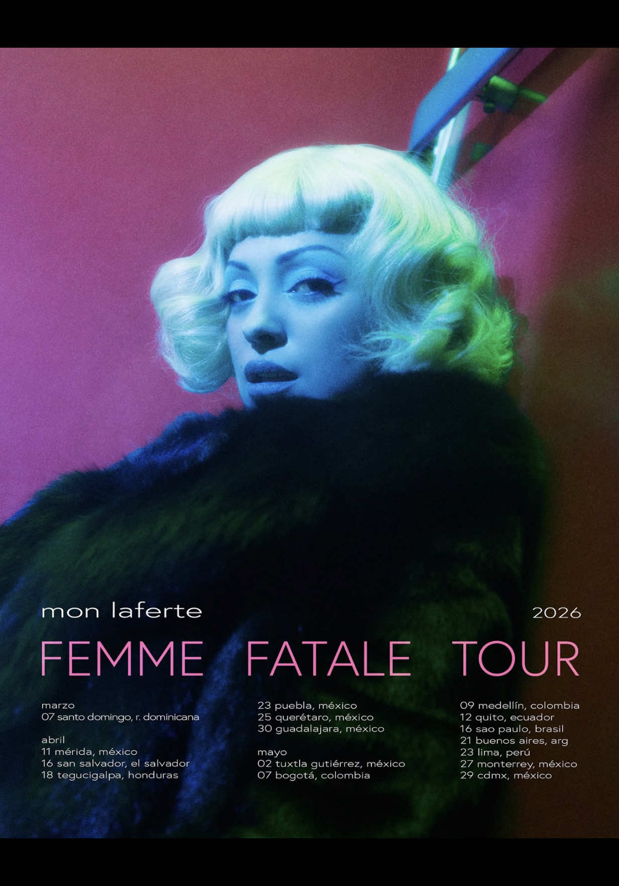 Tour de Mon Laferte por Latinoamérica y Colombia con fechas el 7 de mayo en Bogotá y 9 de mayo en Medellín, ¿están listos? #monlaferte #monlafertefans #greenscreen 
